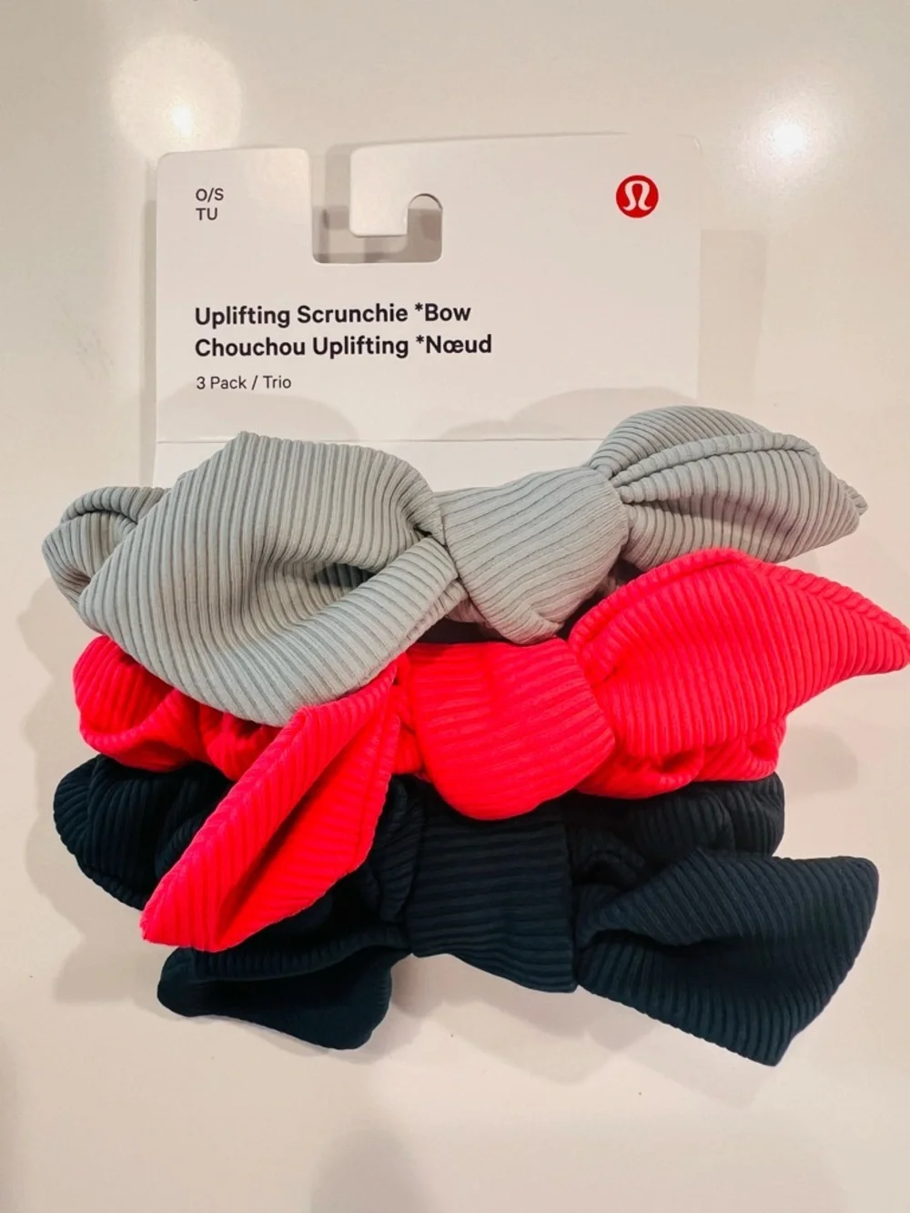 lululemon athletica Uplifting Scrunchie Bow 3-Pack - Gray, Pink, Black